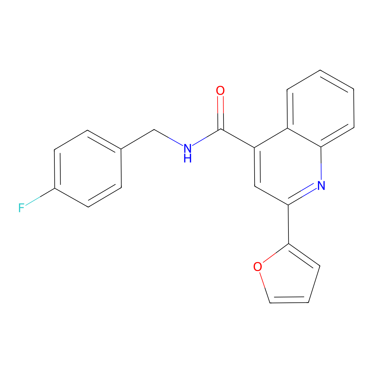 N-[(4-fluorophenyl)methyl]-2-(furan-2-yl)quinoline-4-carboxamide molecular structure, CAS 354549-66-9