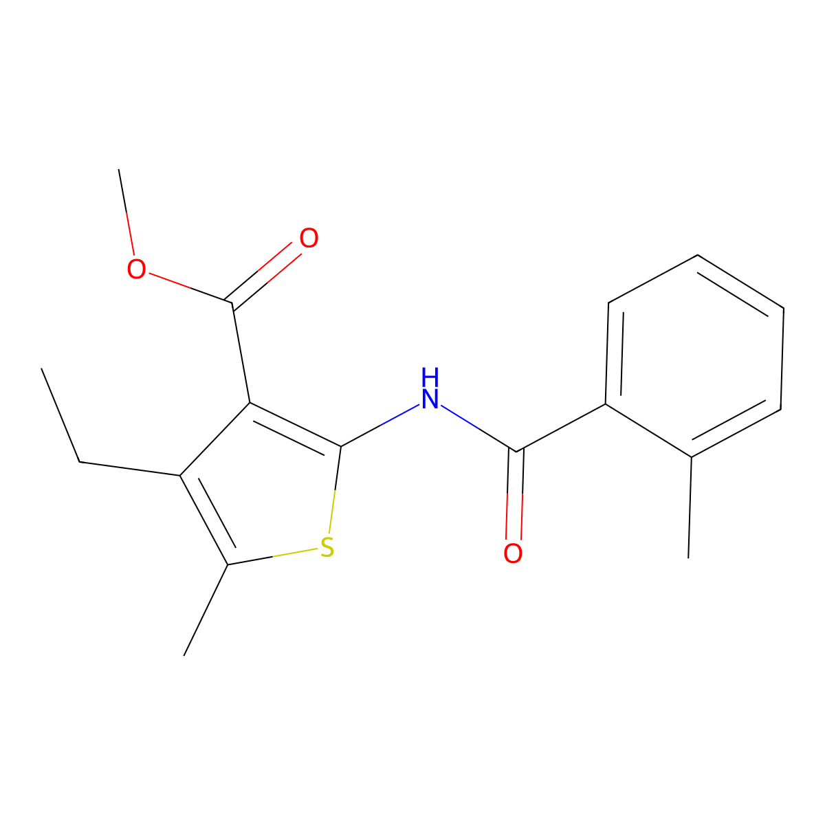 Methyl 4-ethyl-5-methyl-2-[(2-methylbenzoyl)amino]-3-thiophenecarboxylate molecular structure, CAS 354549-75-0