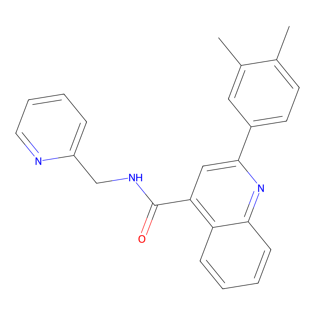 2-(3,4-dimethylphenyl)-N-(pyridin-2-ylmethyl)quinoline-4-carboxamide molecular structure, CAS 354549-84-1