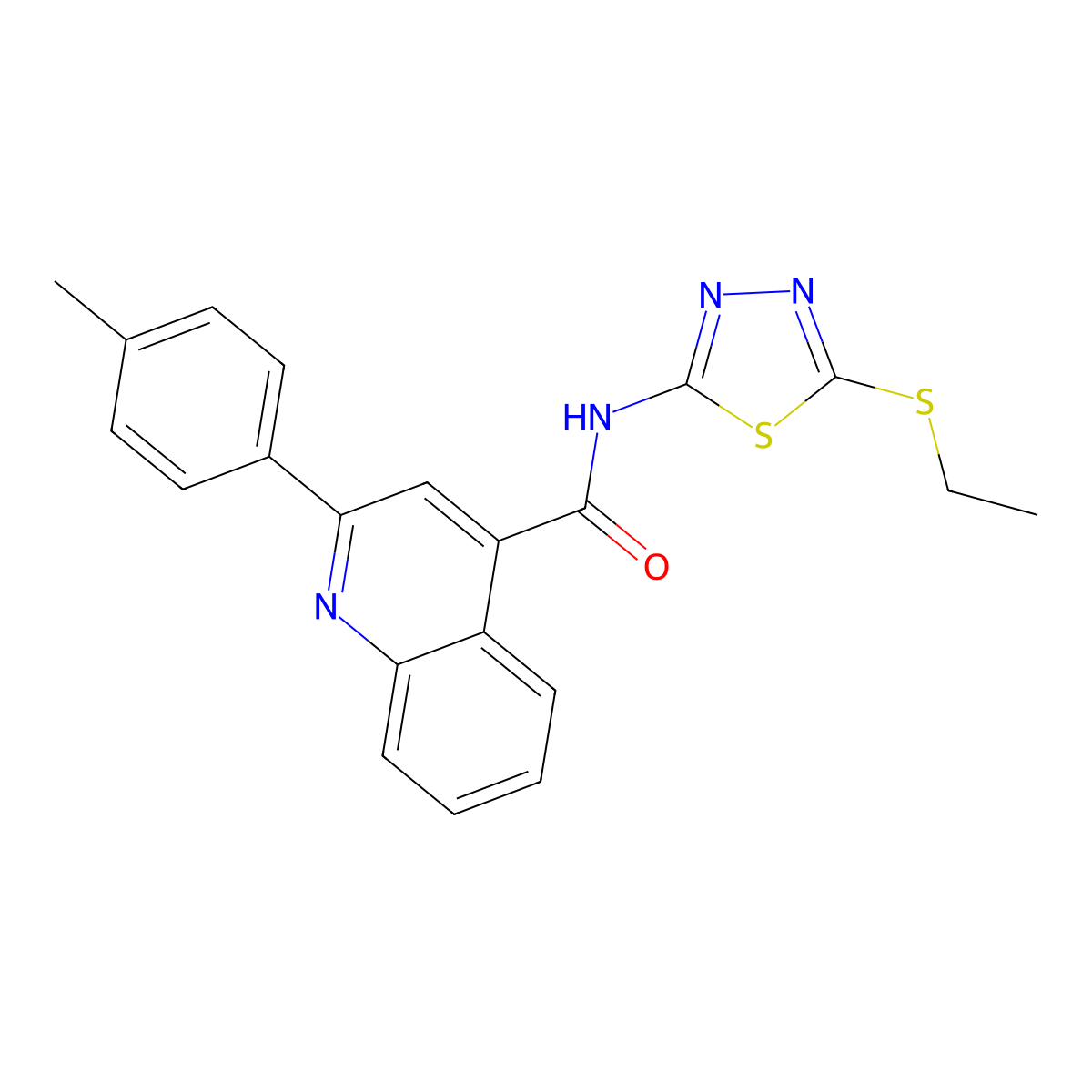 N-(5-ethylsulfanyl-1,3,4-thiadiazol-2-yl)-2-(4-methylphenyl)quinoline-4-carboxamide molecular structure, CAS 354549-93-2