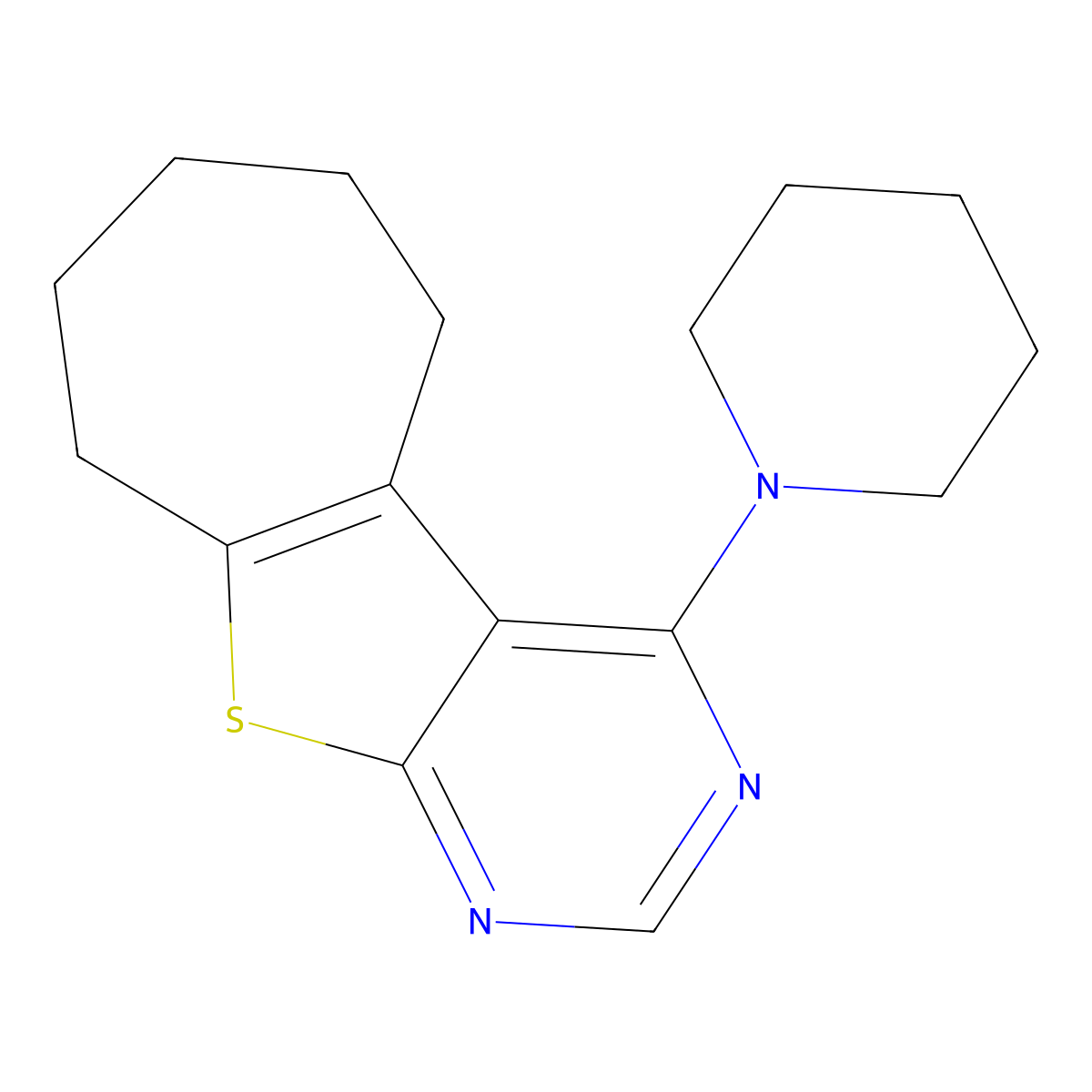 4-(1-piperidinyl)-6,7,8,9-tetrahydro-5H-cyclohepta[4,5]thieno[2,3-d]pyrimidine molecular structure, CAS 354550-01-9