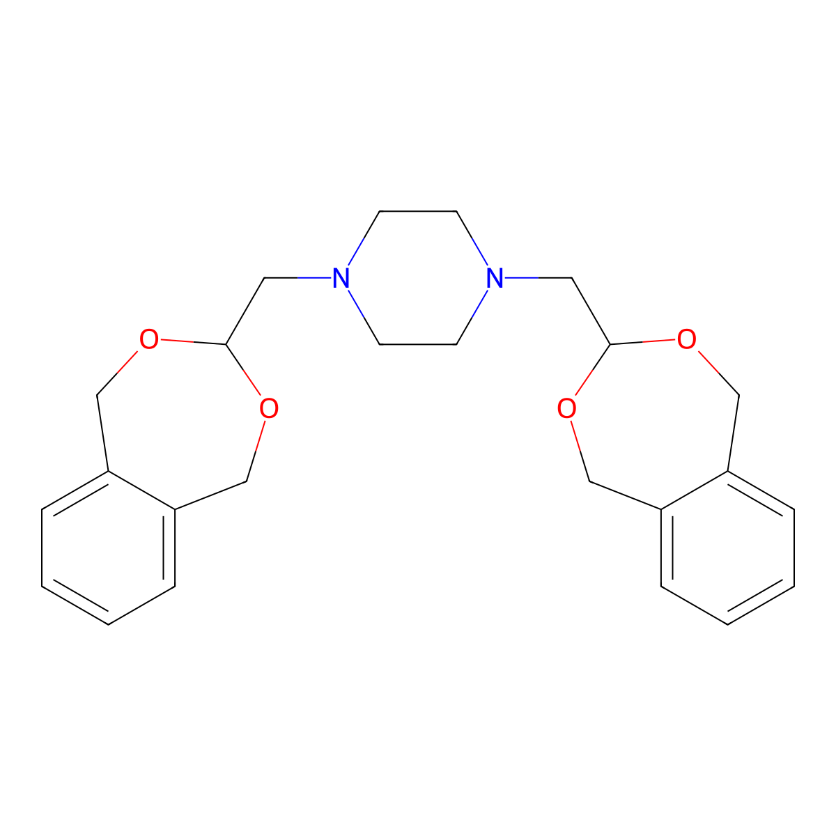 1,4-Bis(1,5-dihydro-2,4-benzodioxepin-3-ylmethyl)piperazine molecular structure, CAS 354550-03-1