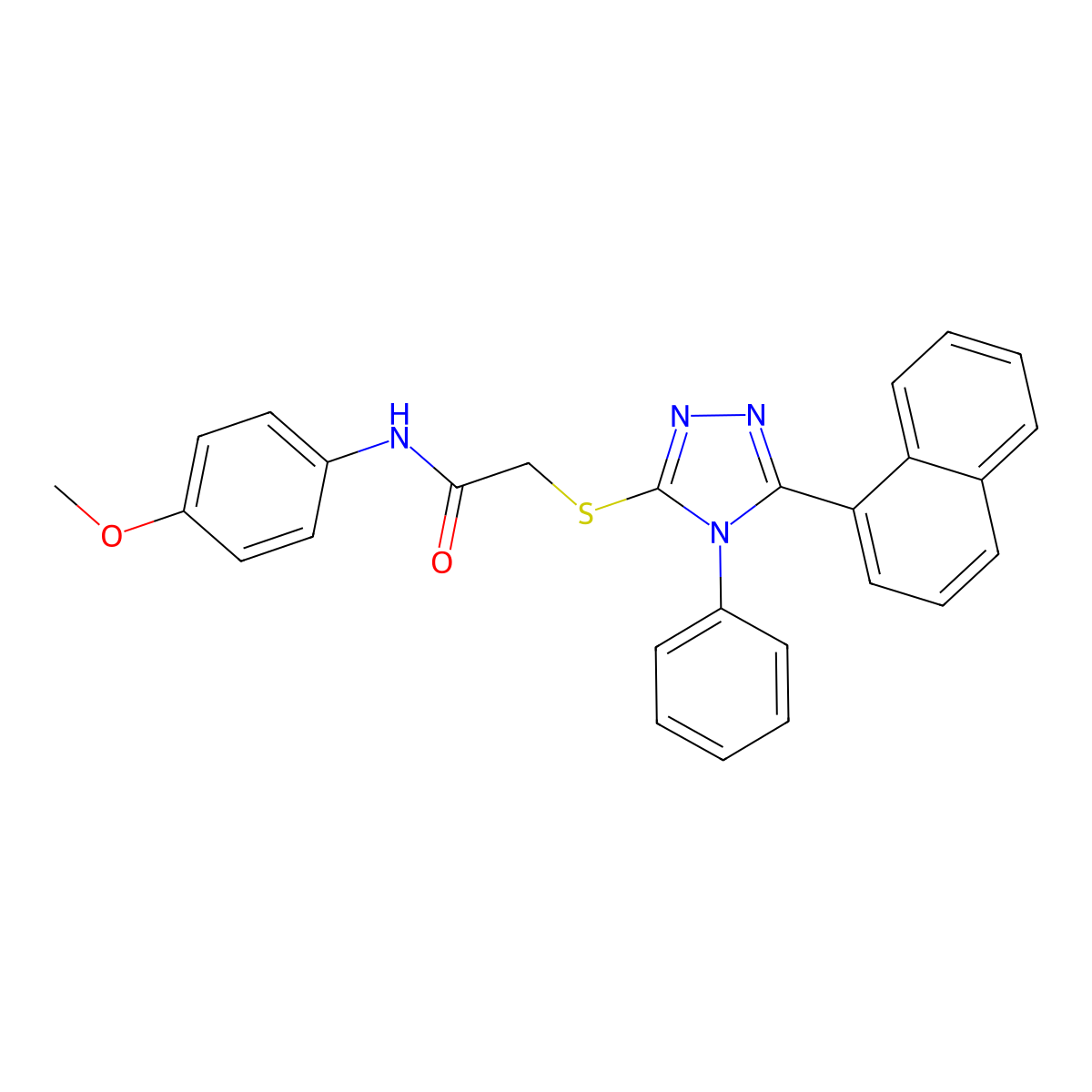 N-(4-methoxyphenyl)-2-[(5-naphthalen-1-yl-4-phenyl-1,2,4-triazol-3-yl)sulfanyl]acetamide molecular structure, CAS 354550-16-6