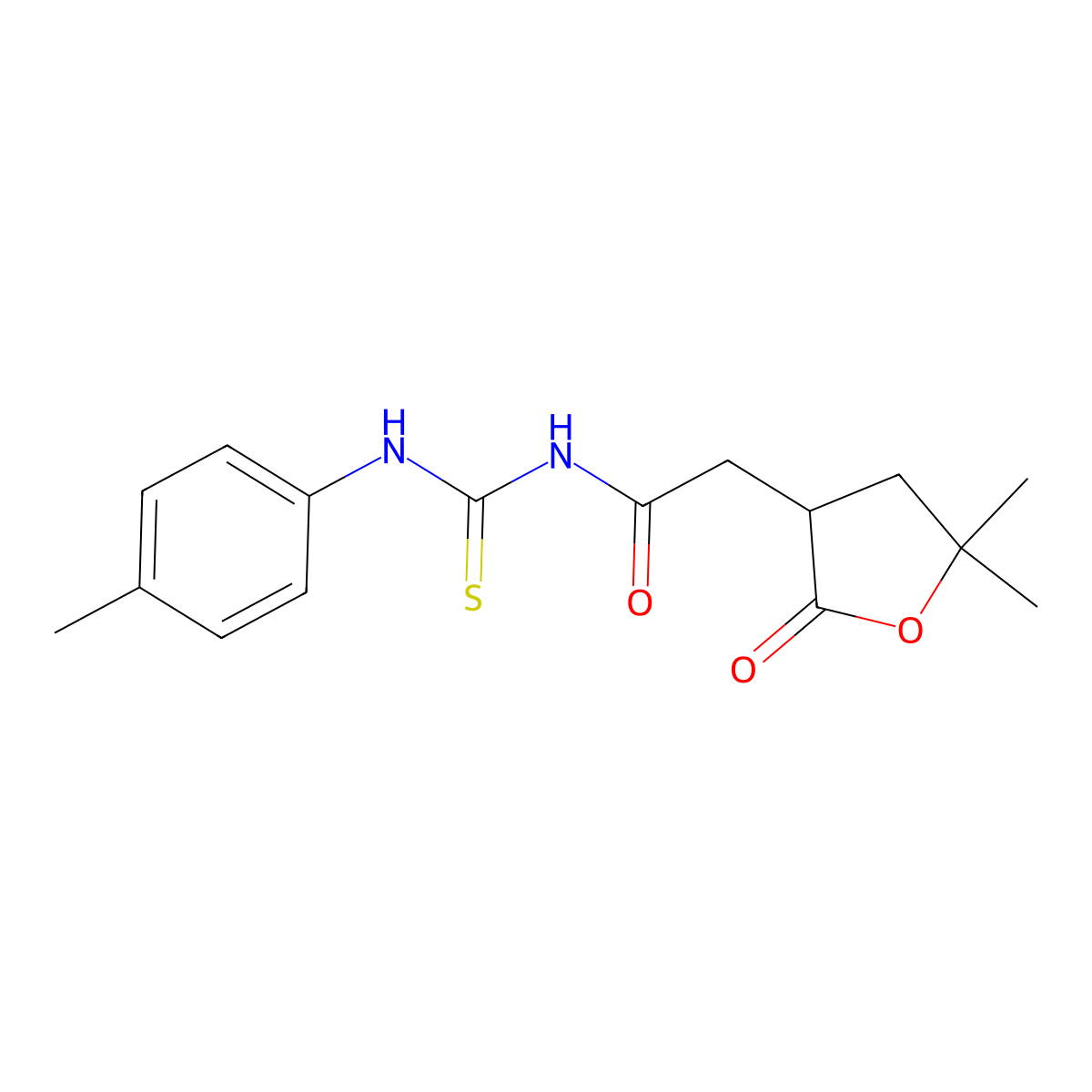 2-(5,5-dimethyl-2-oxooxolan-3-yl)-N-[(4-methylphenyl)carbamothioyl]acetamide molecular structure, CAS 354550-48-4