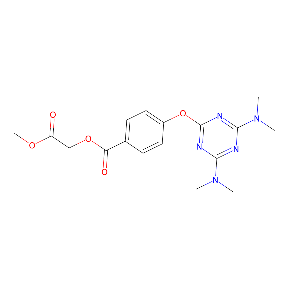 2-Methoxy-2-oxoethyl 4-{[4,6-bis(dimethylamino)-1,3,5-triazin-2-yl]oxy}benzoate molecular structure, CAS 354550-52-0