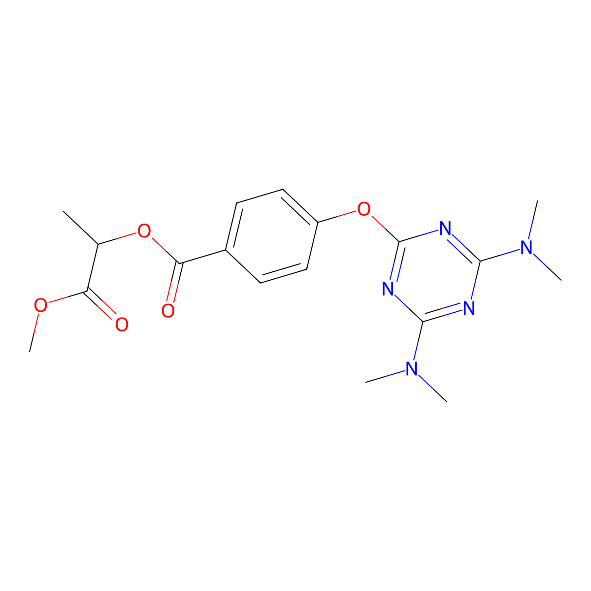 (1-Methoxy-1-oxopropan-2-yl) 4-[[4,6-bis(dimethylamino)-1,3,5-triazin-2-yl]oxy]benzoate molecular structure, CAS 354550-54-2