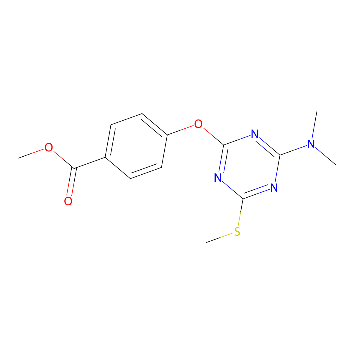 Methyl 4-[[4-(dimethylamino)-6-methylsulfanyl-1,3,5-triazin-2-yl]oxy]benzoate molecular structure, CAS 354550-56-4