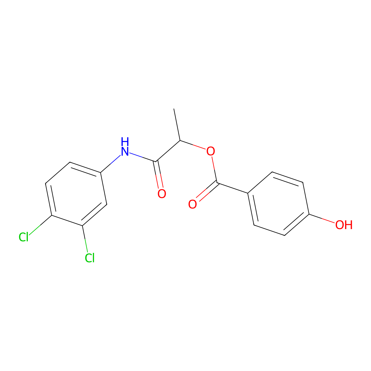 1-((3,4-Dichlorophenyl)amino)-1-oxopropan-2-yl 4-hydroxybenzoate molecular structure, CAS 354550-62-2