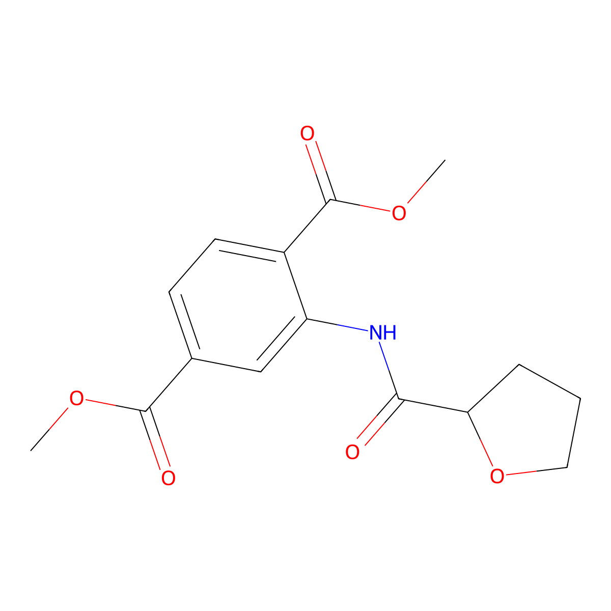 Dimethyl 2-(oxolane-2-carbonylamino)benzene-1,4-dicarboxylate molecular structure, CAS 354550-74-6