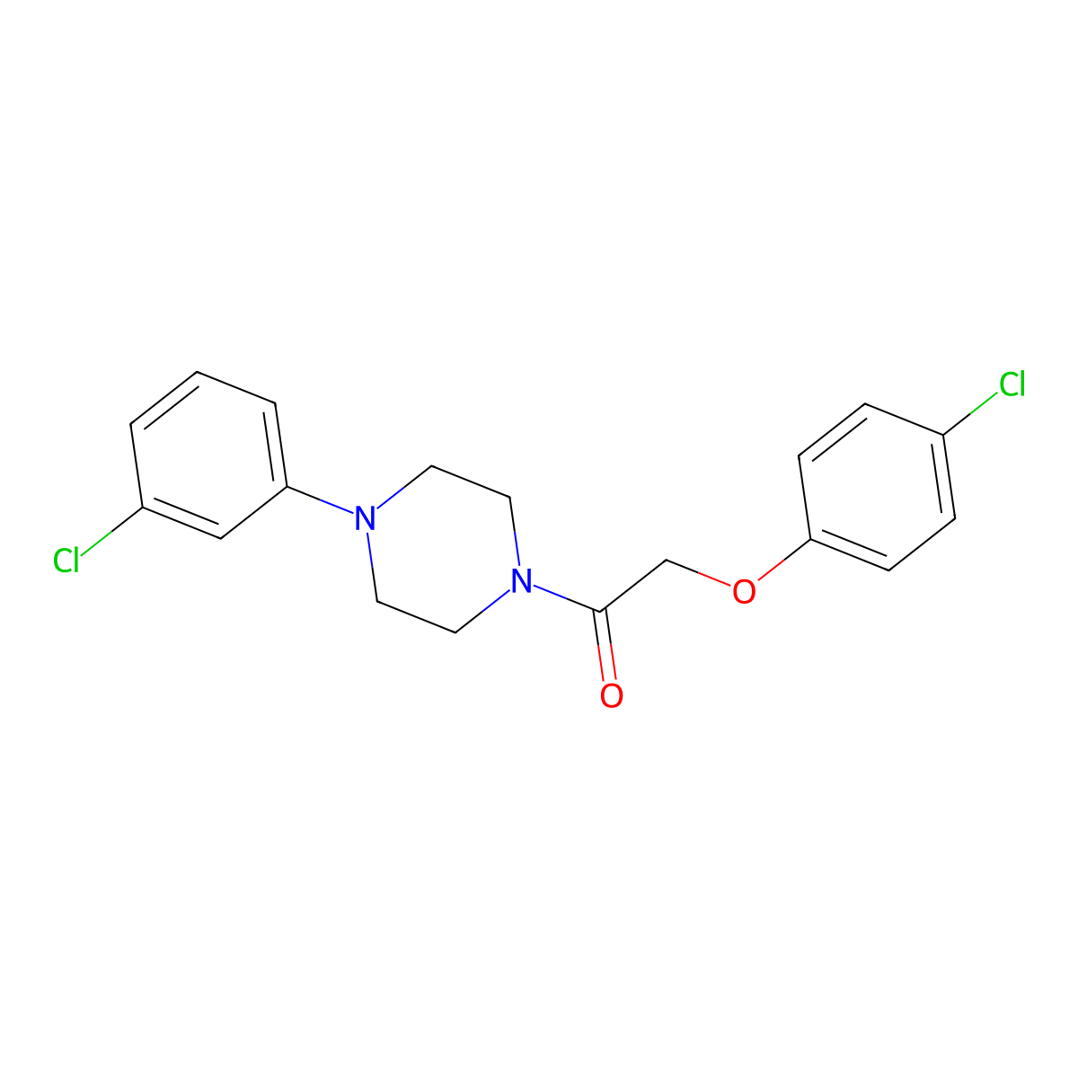 2-(4-Chlorophenoxy)-1-[4-(3-chlorophenyl)piperazin-1-yl]ethanone molecular structure, CAS 354550-97-3