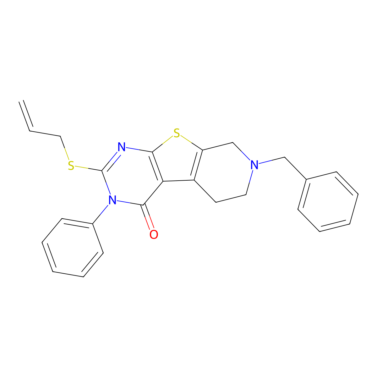 2-(allylsulfanyl)-7-benzyl-3-phenyl-5,6,7,8-tetrahydropyrido[4',3':4,5]thieno[2,3-d]pyrimidin-4(3H)-one molecular structure, CAS 354551-42-1