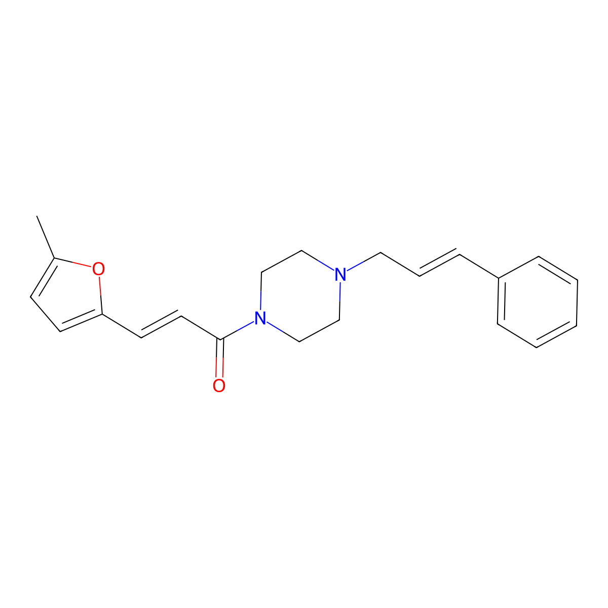 3-(5-Methylfuran-2-yl)-1-[4-(3-phenylprop-2-enyl)piperazin-1-yl]prop-2-en-1-one molecular structure, CAS 354551-56-7
