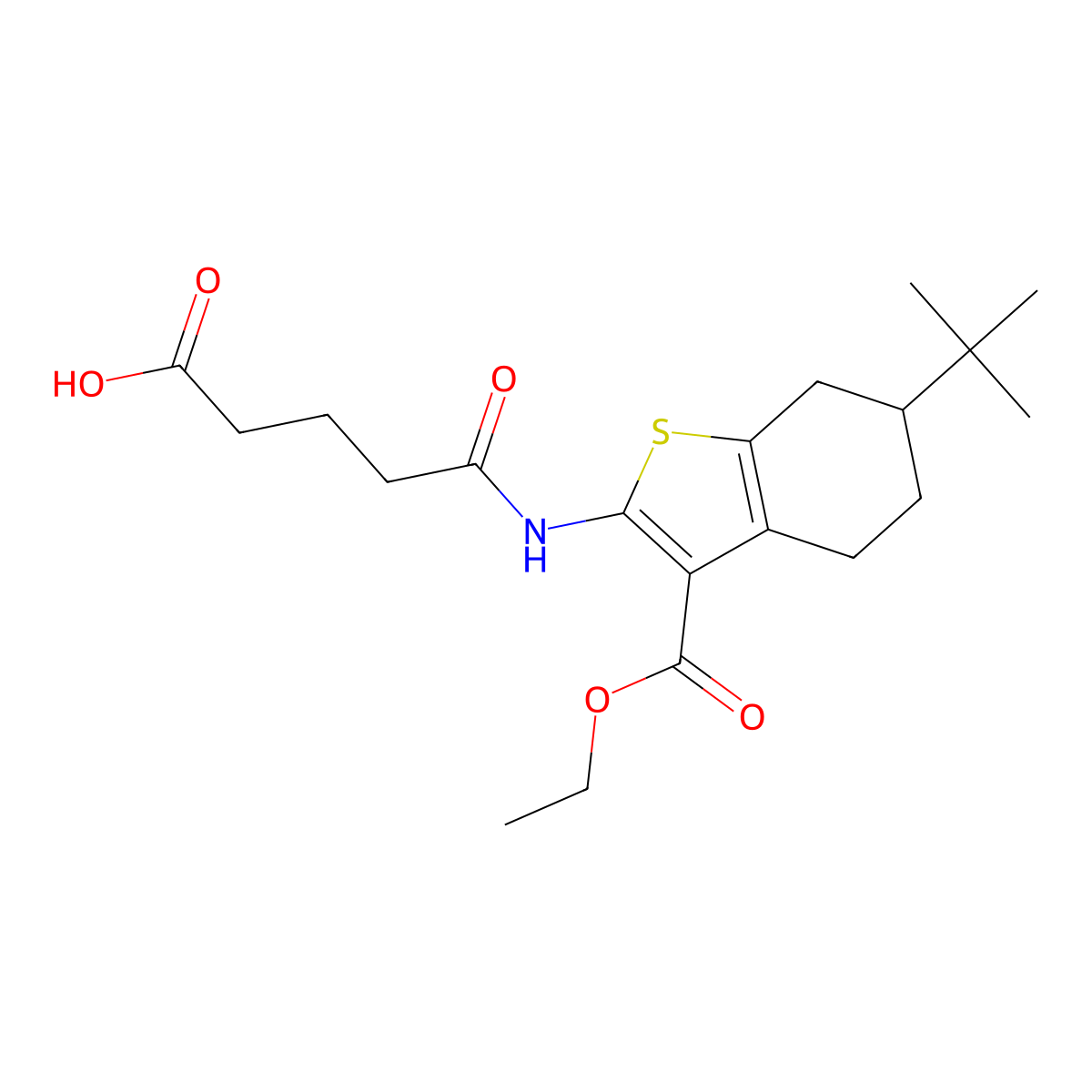 5-[(6-Tert-butyl-3-ethoxycarbonyl-4,5,6,7-tetrahydro-1-benzothiophen-2-yl)amino]-5-oxopentanoic acid molecular structure, CAS 354551-70-5