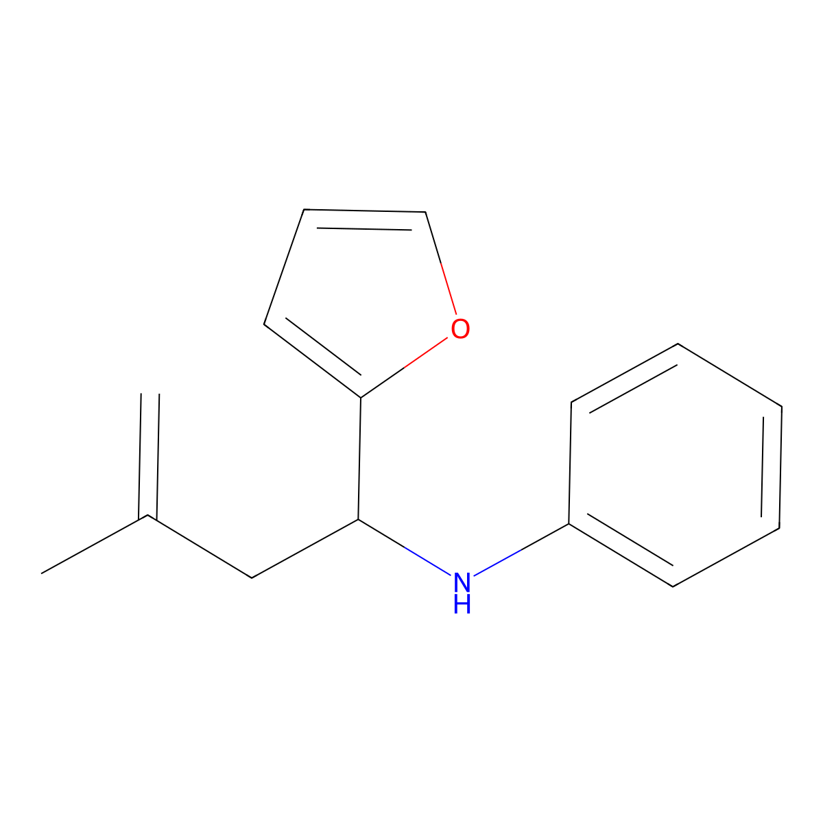 (1-Furan-2-yl-3-methyl-but-3-enyl)-phenyl-amine molecular structure, CAS 354552-07-1