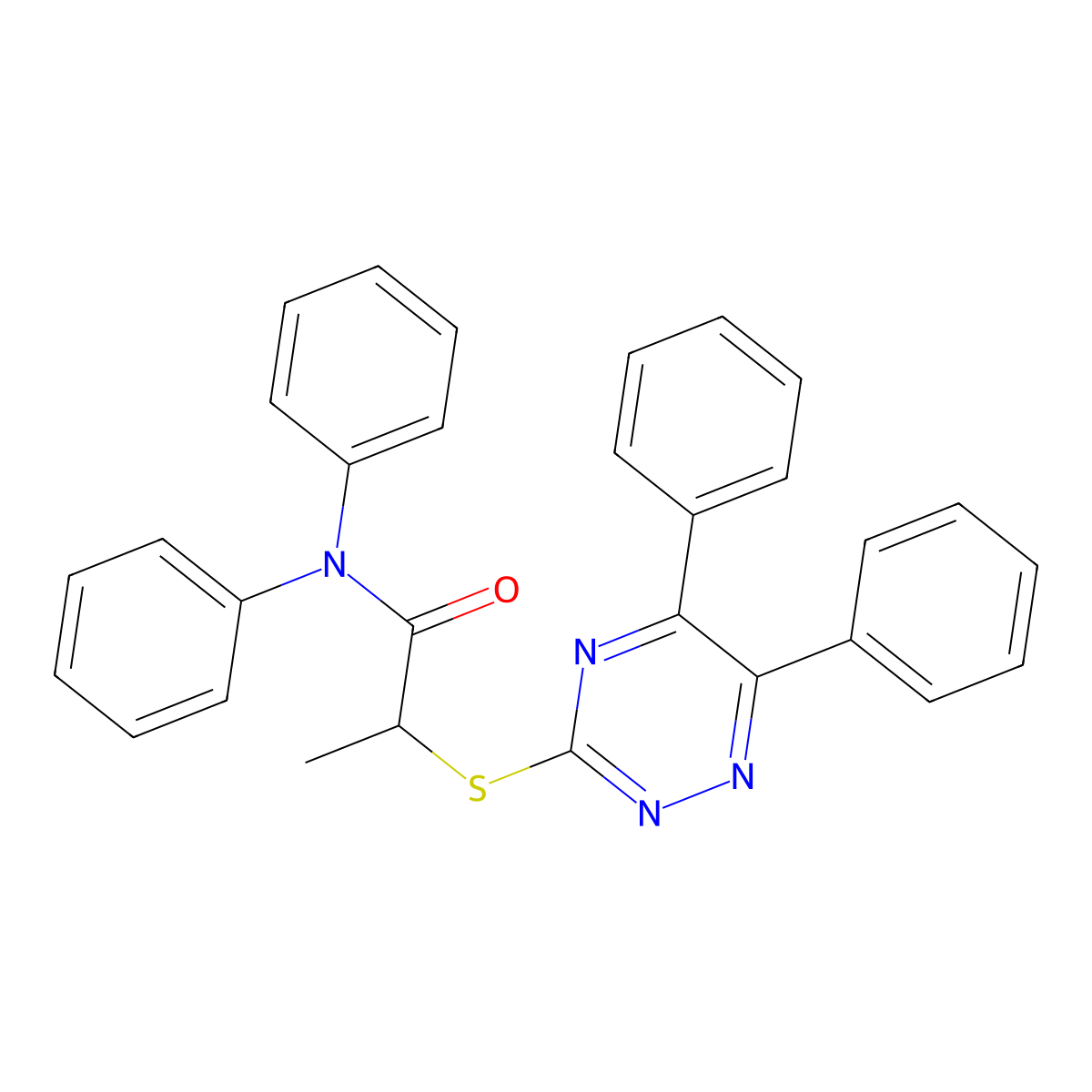 2-[(5,6-diphenyl-1,2,4-triazin-3-yl)sulfanyl]-N,N-diphenylpropanamide molecular structure, CAS 354552-19-5