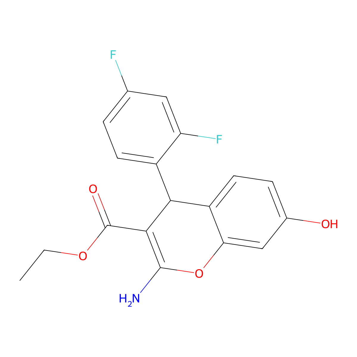ethyl 2-amino-4-(2,4-difluorophenyl)-7-hydroxy-4H-chromene-3-carboxylate molecular structure, CAS 354553-20-1