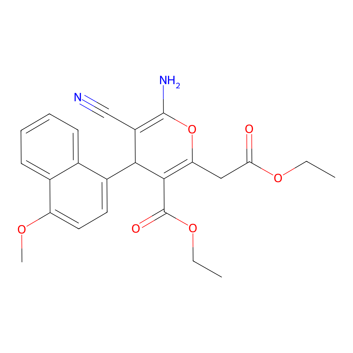 ethyl 6-amino-5-cyano-2-(2-ethoxy-2-oxoethyl)-4-(4-methoxynaphthalen-1-yl)-4H-pyran-3-carboxylate molecular structure, CAS 354554-20-4