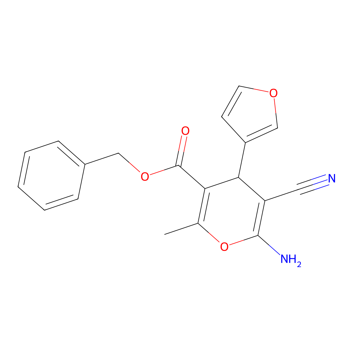 benzyl 6-amino-5-cyano-4-(3-furyl)-2-methyl-4H-pyran-3-carboxylate molecular structure, CAS 354554-26-0