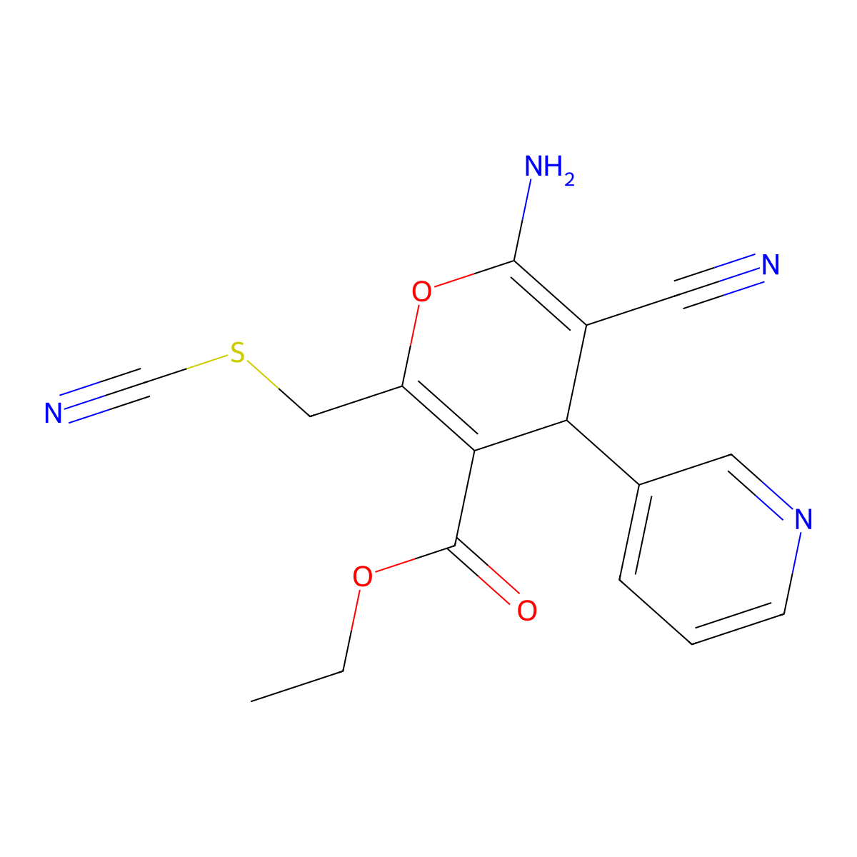 ethyl 6-amino-5-cyano-2-[(cyanosulfanyl)methyl]-4-(3-pyridinyl)-4H-pyran-3-carboxylate molecular structure, CAS 354554-59-9