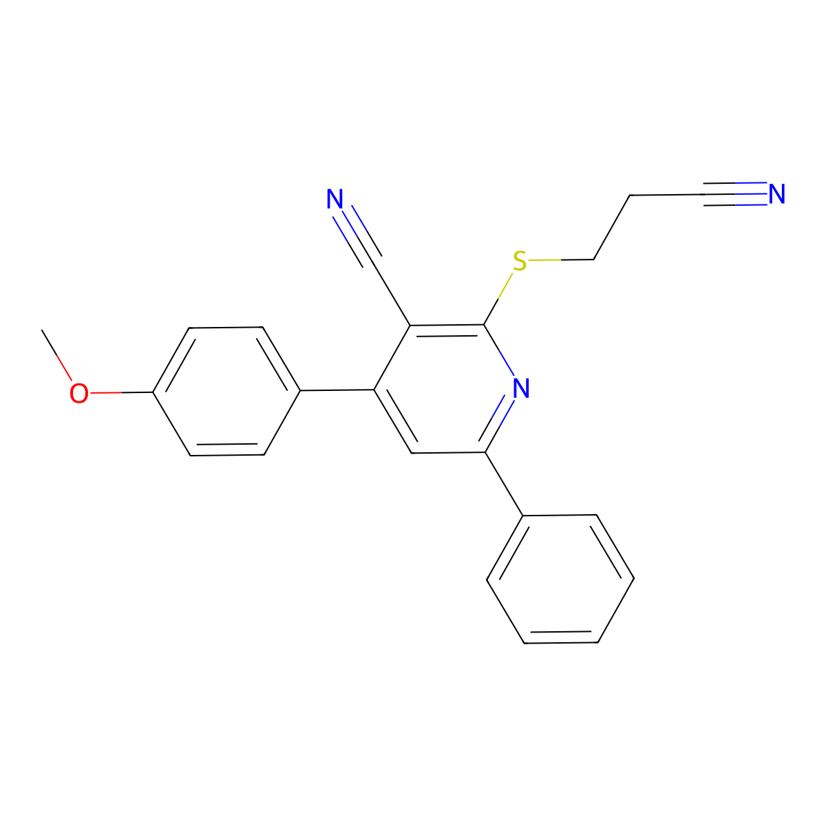 2-(2-Cyanoethylsulfanyl)-4-(4-methoxyphenyl)-6-phenylpyridine-3-carbonitrile molecular structure, CAS 354554-63-5