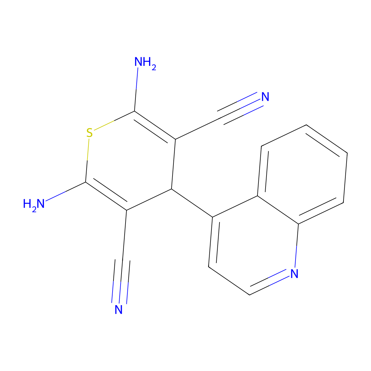 2,6-diamino-4-quinolin-4-yl-4H-thiopyran-3,5-dicarbonitrile molecular structure, CAS 354554-67-9