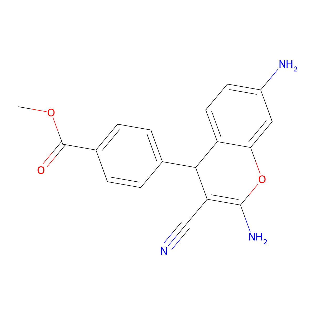 methyl 4-(2,7-diamino-3-cyano-4H-chromen-4-yl)benzoate molecular structure, CAS 354554-78-2