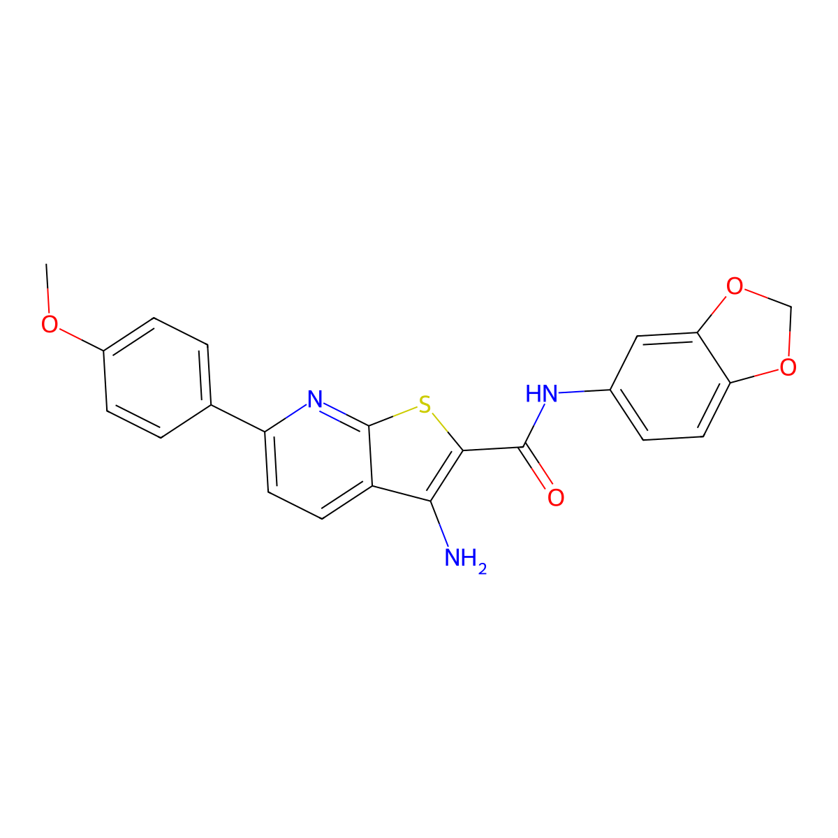 3-amino-N-(1,3-benzodioxol-5-yl)-6-(4-methoxyphenyl)thieno[2,3-b]pyridine-2-carboxamide molecular structure, CAS 354555-44-5
