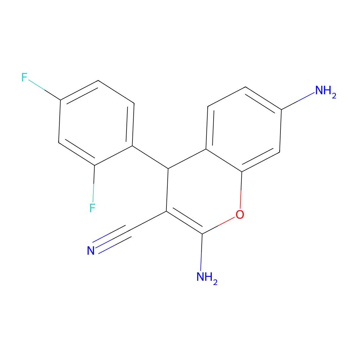 2,7-diamino-4-(2,4-difluorophenyl)-4H-chromene-3-carbonitrile molecular structure, CAS 354555-77-4