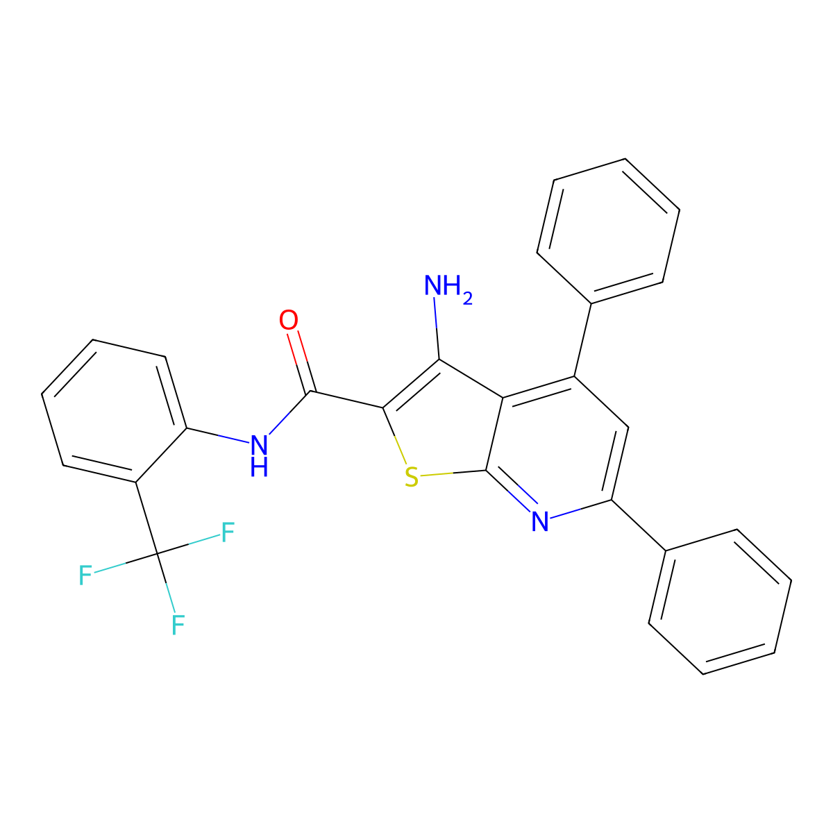 3-amino-4,6-diphenyl-N-[2-(trifluoromethyl)phenyl]thieno[2,3-b]pyridine-2-carboxamide molecular structure, CAS 354556-63-1