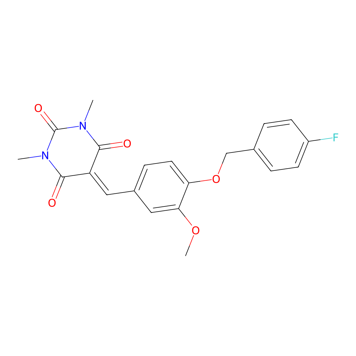 5-[[4-[(4-Fluorophenyl)methoxy]-3-methoxyphenyl]methylidene]-1,3-dimethyl-1,3-diazinane-2,4,6-trione molecular structure, CAS 354557-46-3