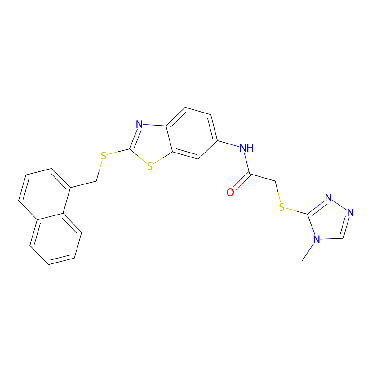 2-[(4-methyl-1,2,4-triazol-3-yl)sulfanyl]-N-[2-(naphthalen-1-ylmethylsulfanyl)-1,3-benzothiazol-6-yl]acetamide molecular structure, CAS 354561-59-4