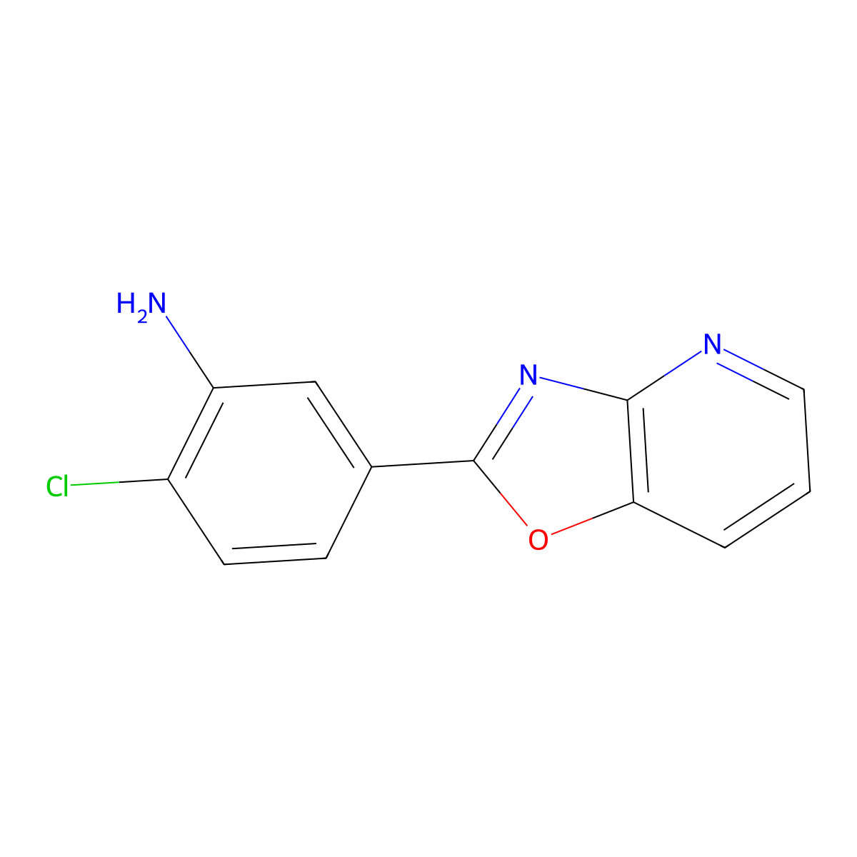 2-Chloro-5-oxazolo[4,5-b]pyridin-2-yl-phenylamine molecular structure, CAS 354561-70-9