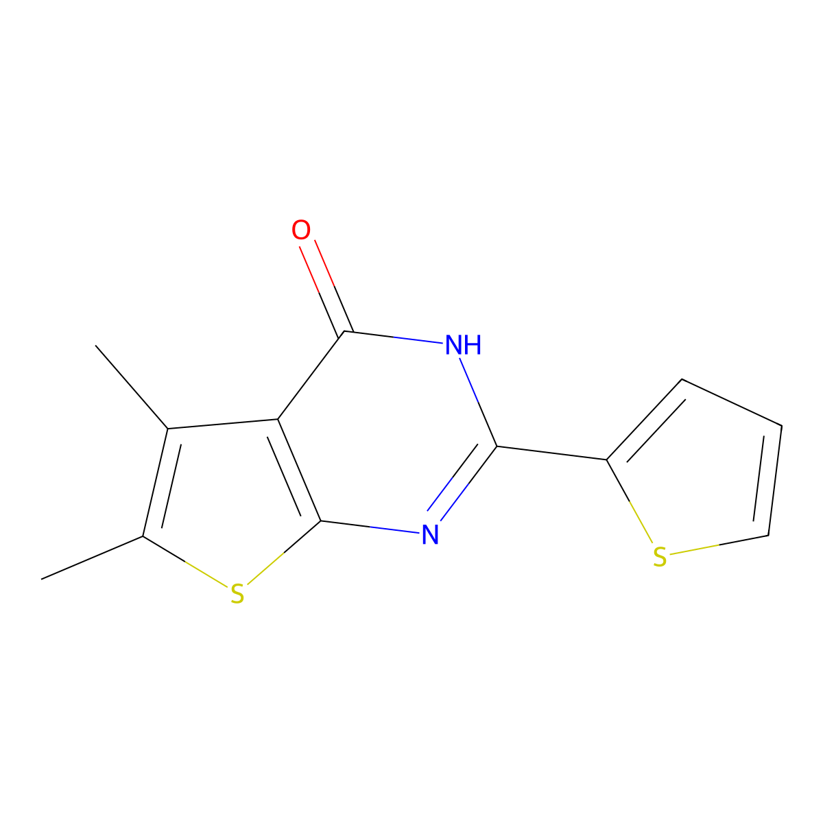 5,6-Dimethyl-2-(thiophen-2-yl)thieno[2,3-d]pyrimidin-4(3H)-one molecular structure, CAS 354562-75-7