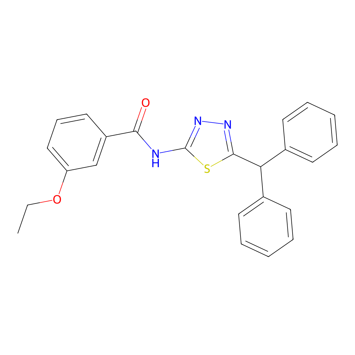 N-(5-benzhydryl-1,3,4-thiadiazol-2-yl)-3-ethoxybenzamide molecular structure, CAS 354562-79-1