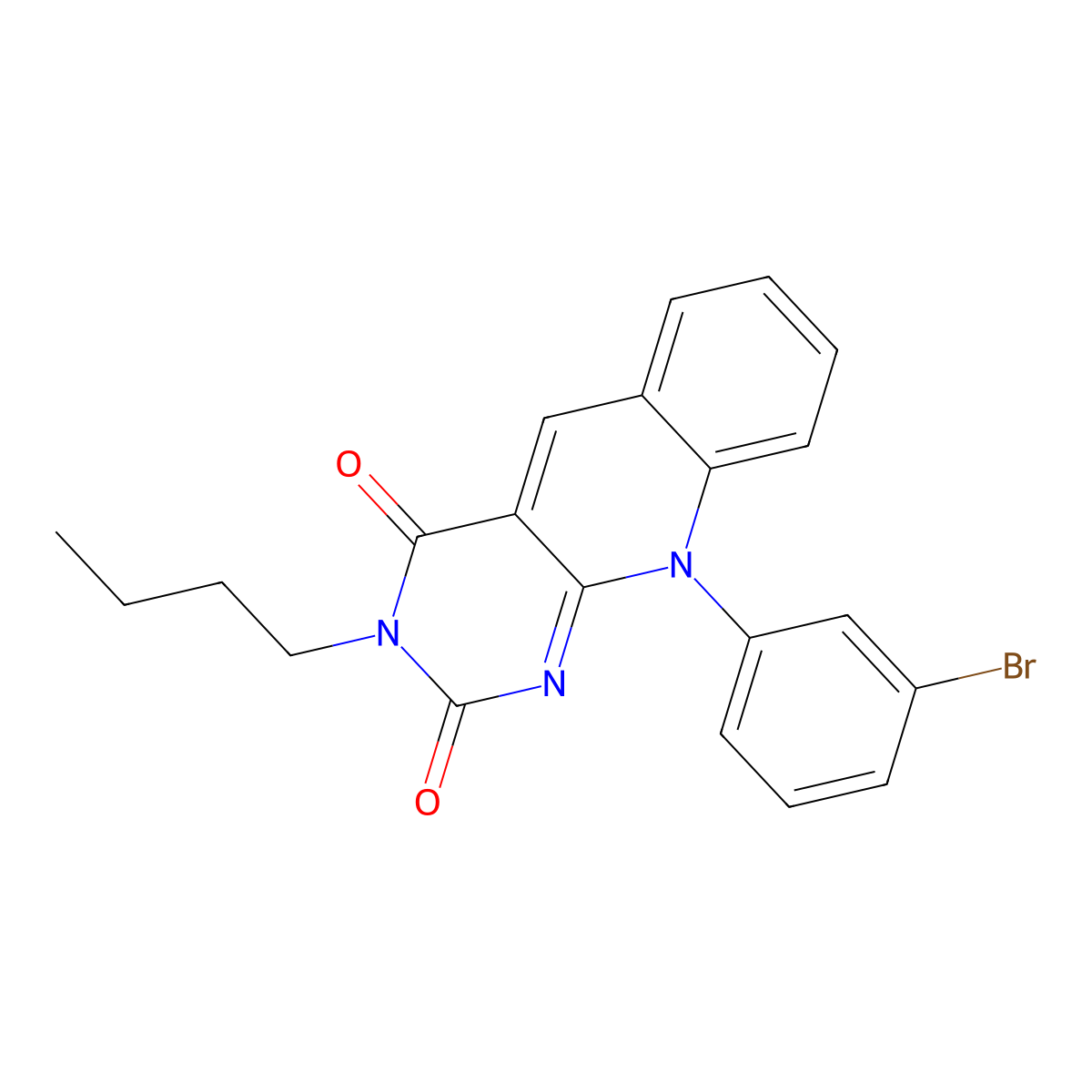 10-(3-bromophenyl)-3-butylpyrimido[4,5-b]quinoline-2,4(3H,10H)-dione molecular structure, CAS 354562-86-0