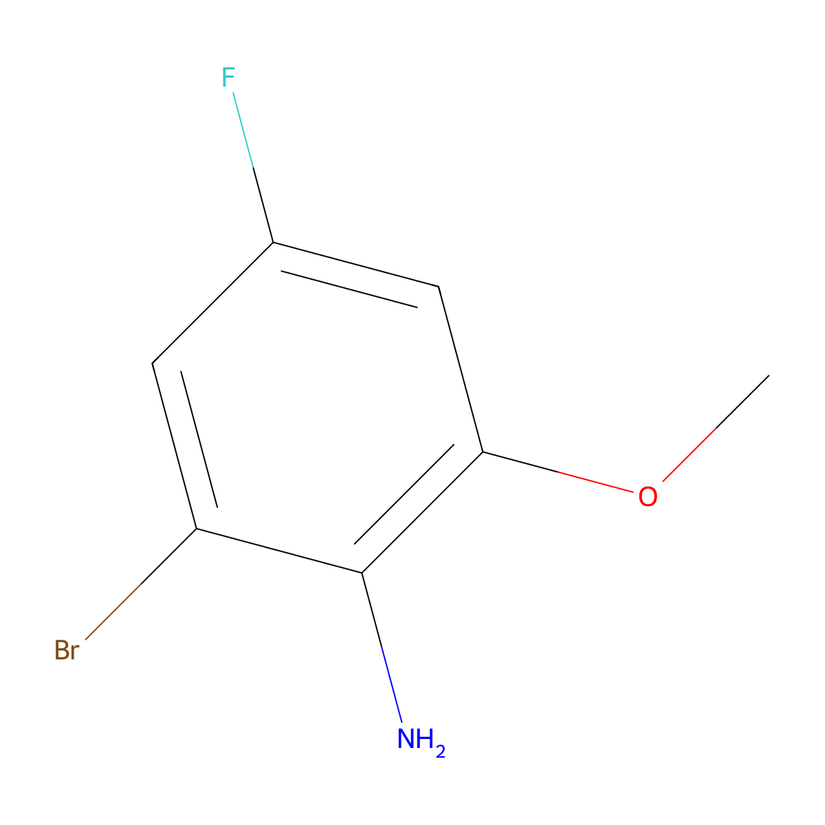 2-Bromo-4-fluoro-6-methoxybenzenamine molecular structure, CAS 354574-32-6