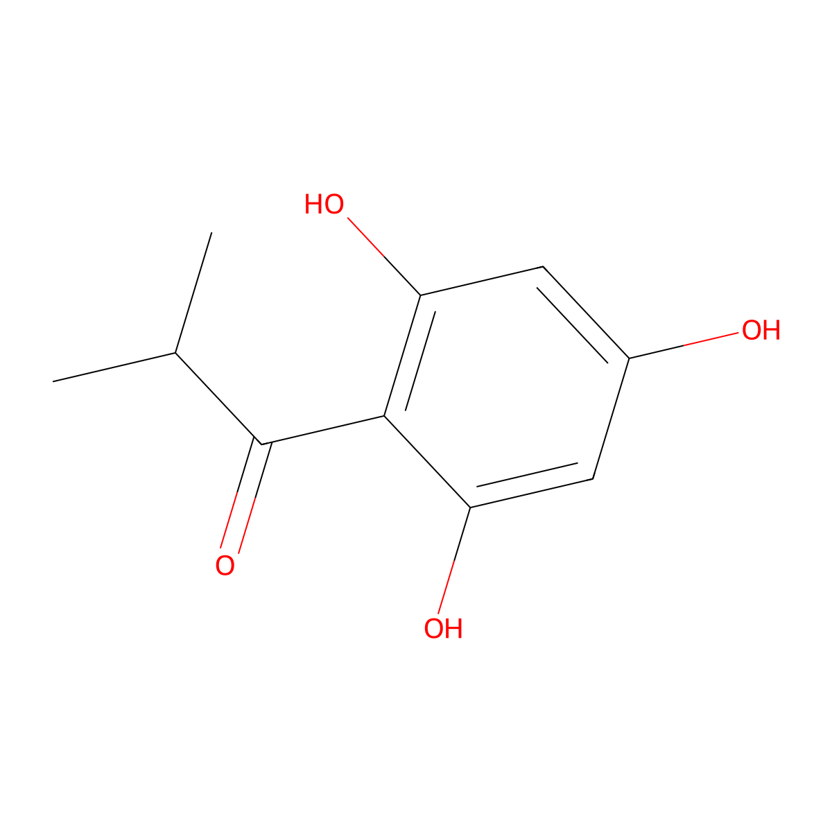 2-Methyl-1-(2,4,6-trihydroxyphenyl)propan-1-one molecular structure, CAS 35458-21-0