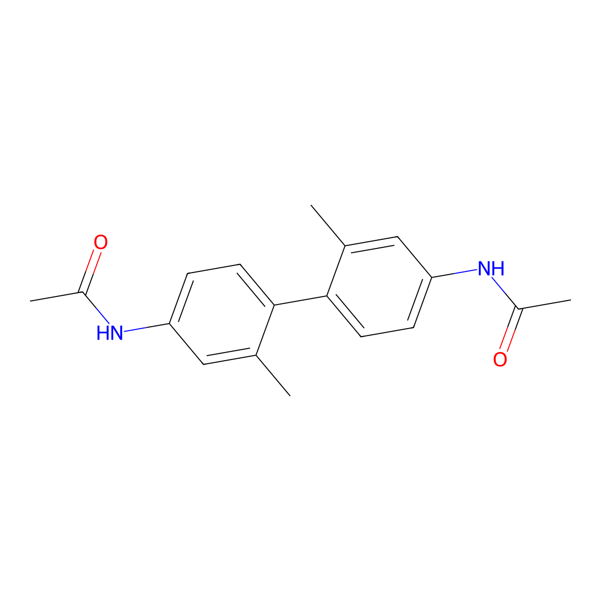 3,3'-dimethyl-N,N'-diacetylbenzidine molecular structure, CAS 3546-11-0