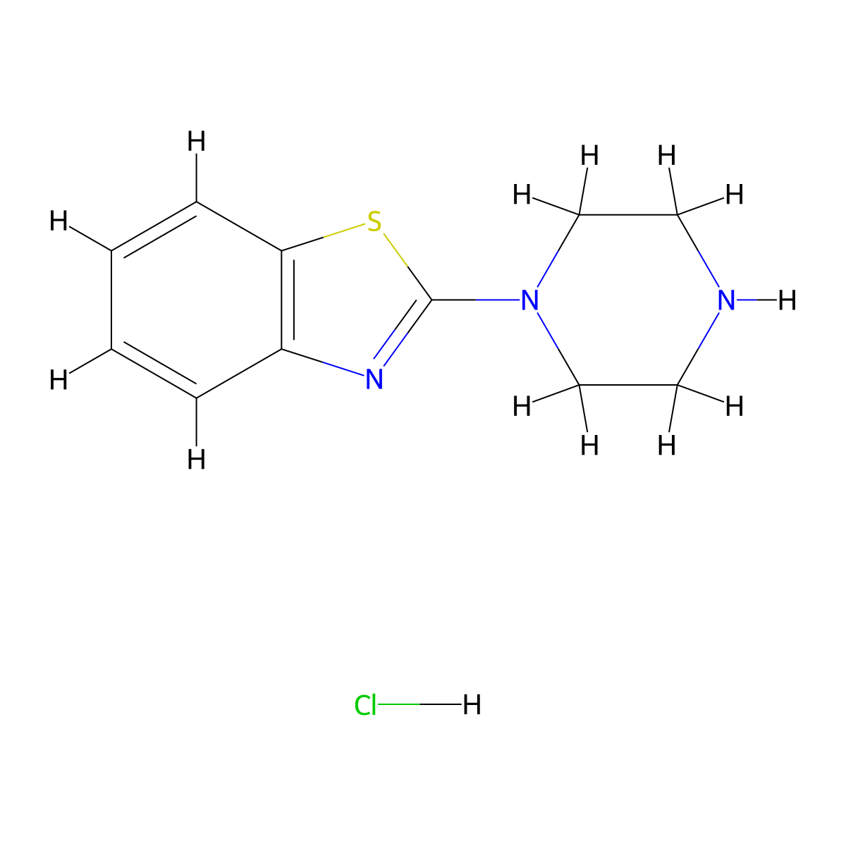 2-(Piperazin-1-yl)-1,3-benzothiazole hydrochloride molecular structure, CAS 35463-74-2