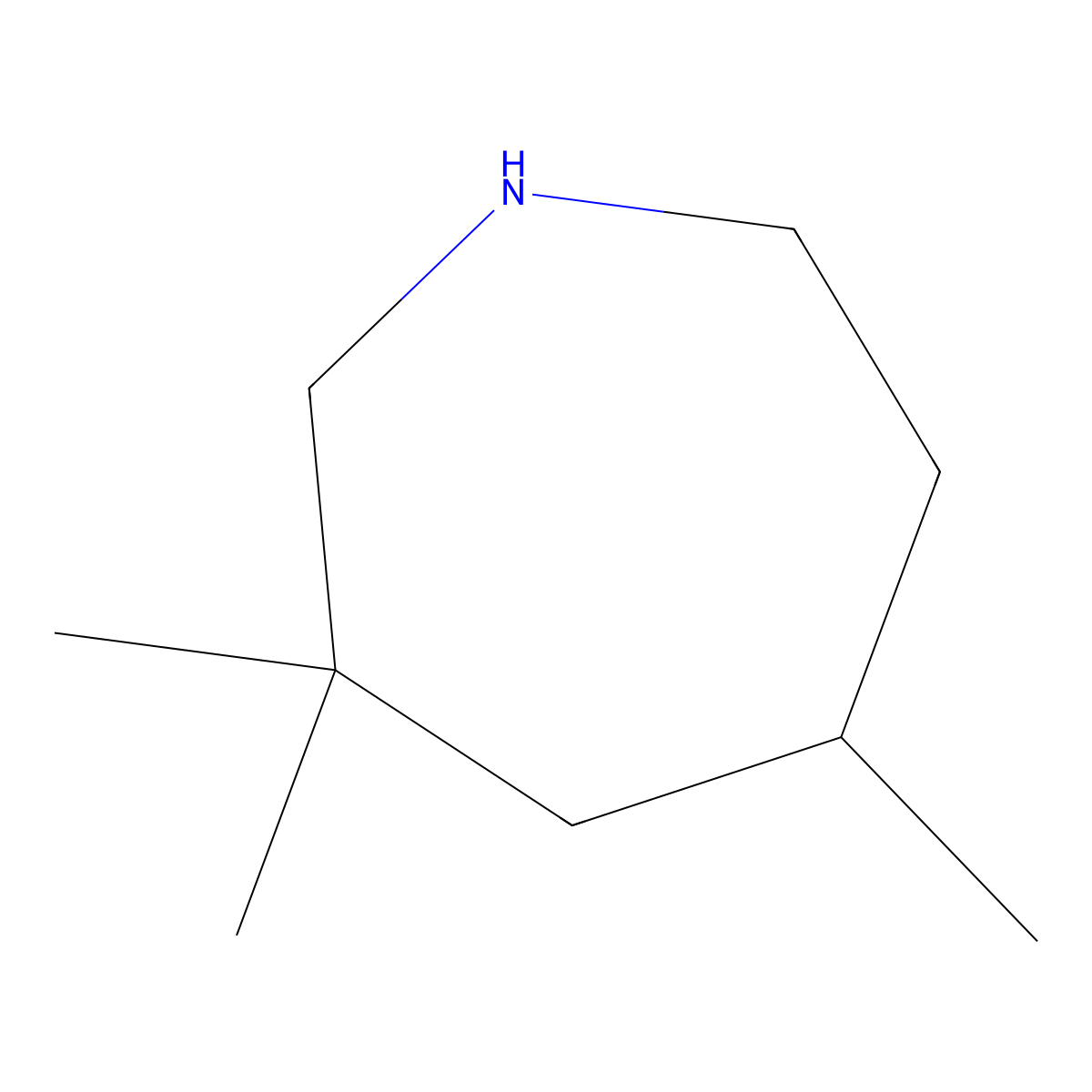 1H-Azepine, hexahydro-3,3,5-trimethyl- molecular structure, CAS 35466-89-8