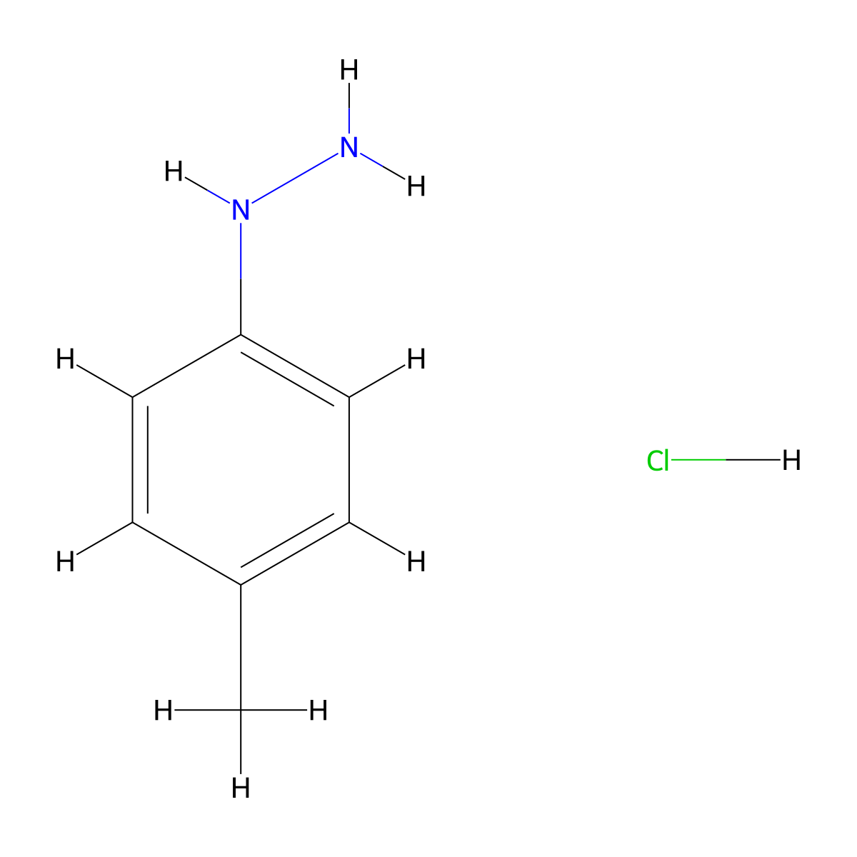 4-Methylphenylhydrazine monohydrochloride molecular structure, CAS 35467-65-3