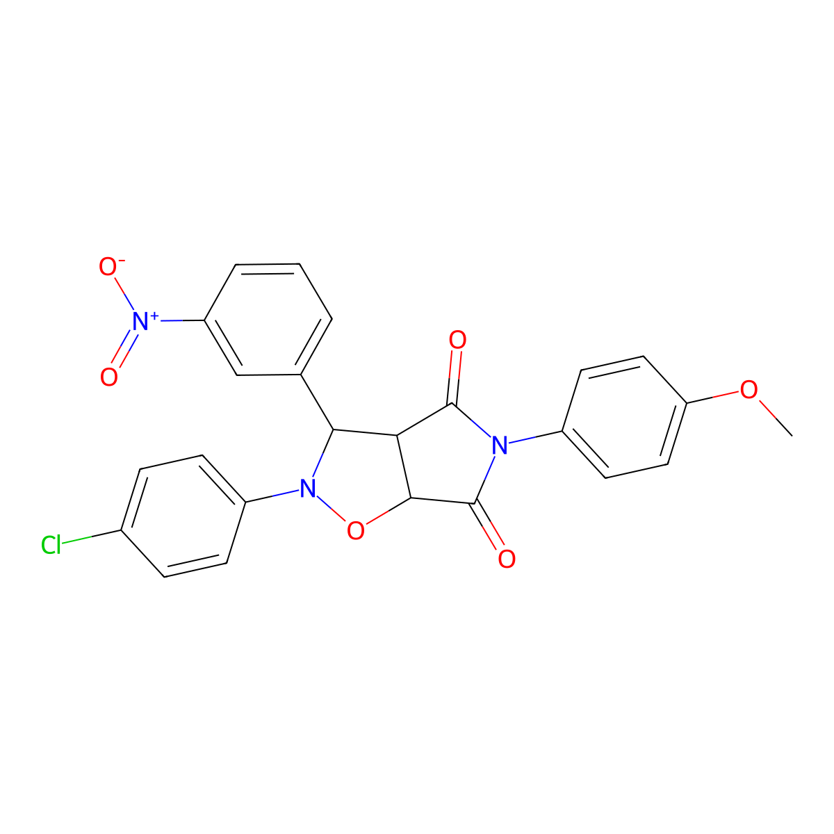 2-(4-chlorophenyl)-5-(4-methoxyphenyl)-3-(3-nitrophenyl)dihydro-2H-pyrrolo[3,4-d]isoxazole-4,6(5H,6aH)-dione molecular structure, CAS 354760-98-8