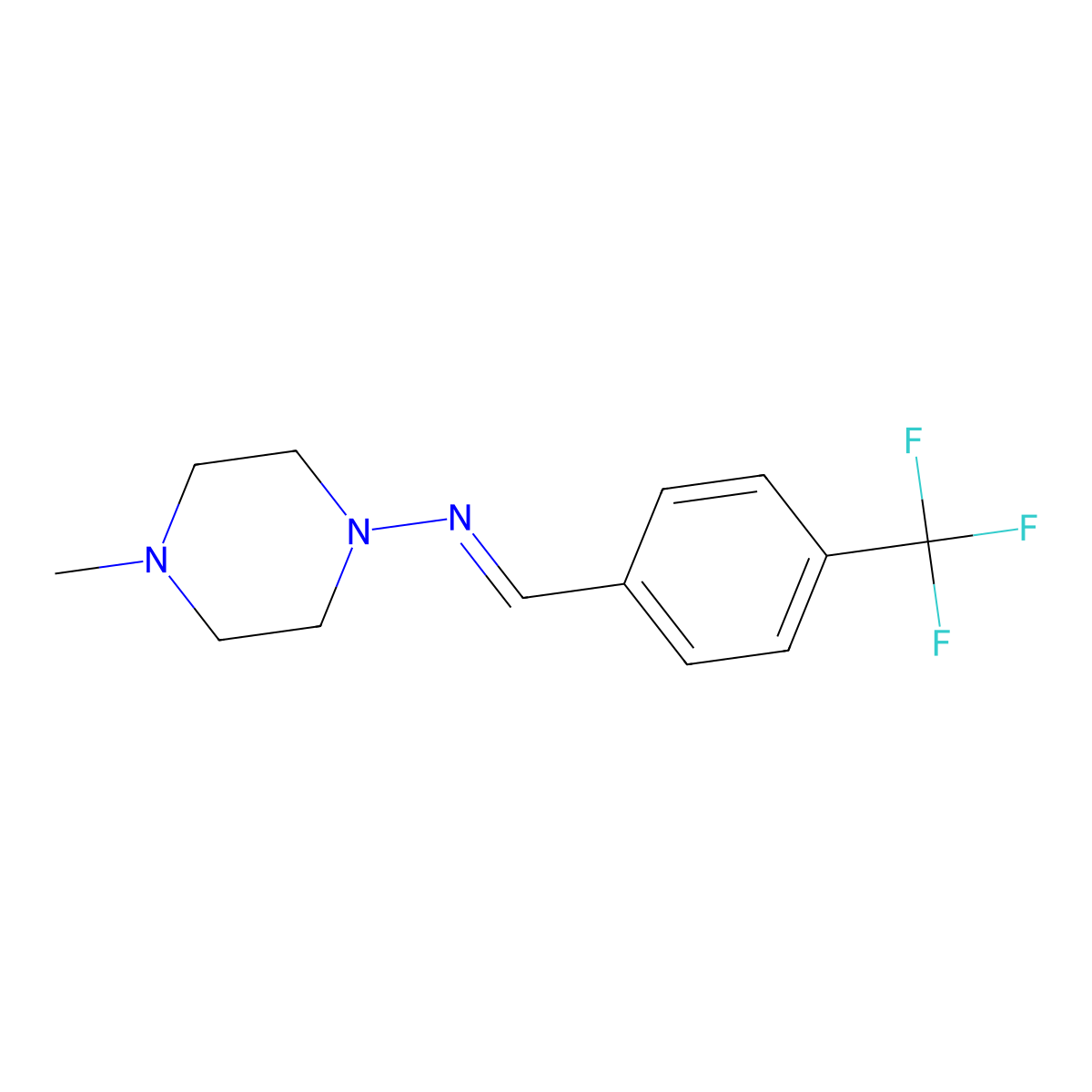 4-Methyl-N-[[4-(trifluoromethyl)phenyl]methylene]-1-piperazinamine molecular structure, CAS 354767-13-8