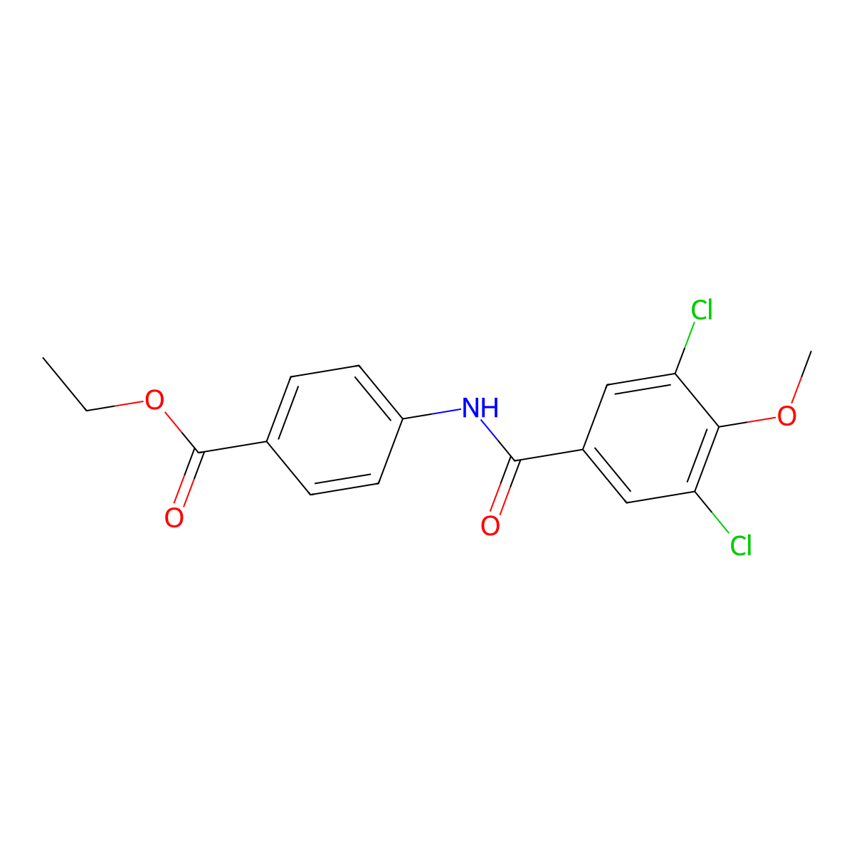 Ethyl 4-[(3,5-dichloro-4-methoxyphenyl)carbonylamino]benzoate molecular structure, CAS 354767-99-0