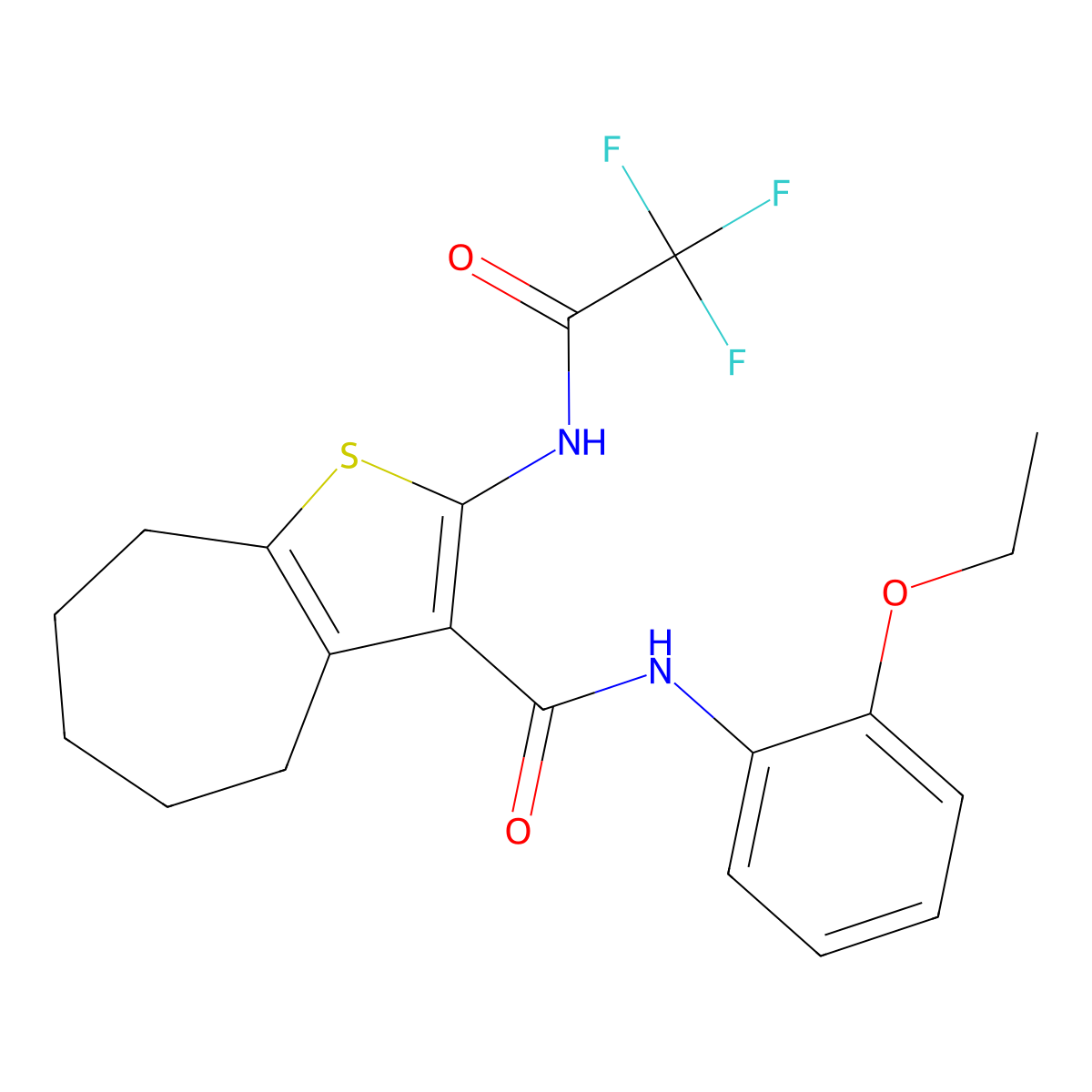 N-(2-ethoxyphenyl)-2-[(trifluoroacetyl)amino]-5,6,7,8-tetrahydro-4H-cyclohepta[b]thiophene-3-carboxamide molecular structure, CAS 354769-10-1