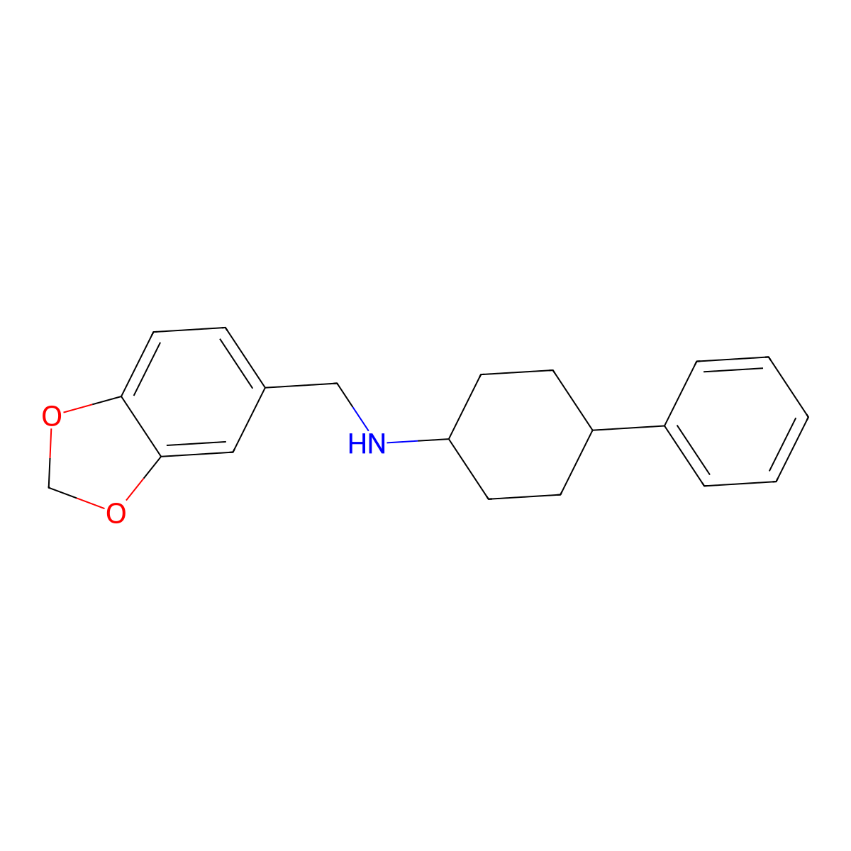 N-(1,3-benzodioxol-5-ylmethyl)-4-phenylcyclohexanamine molecular structure, CAS 354769-18-9