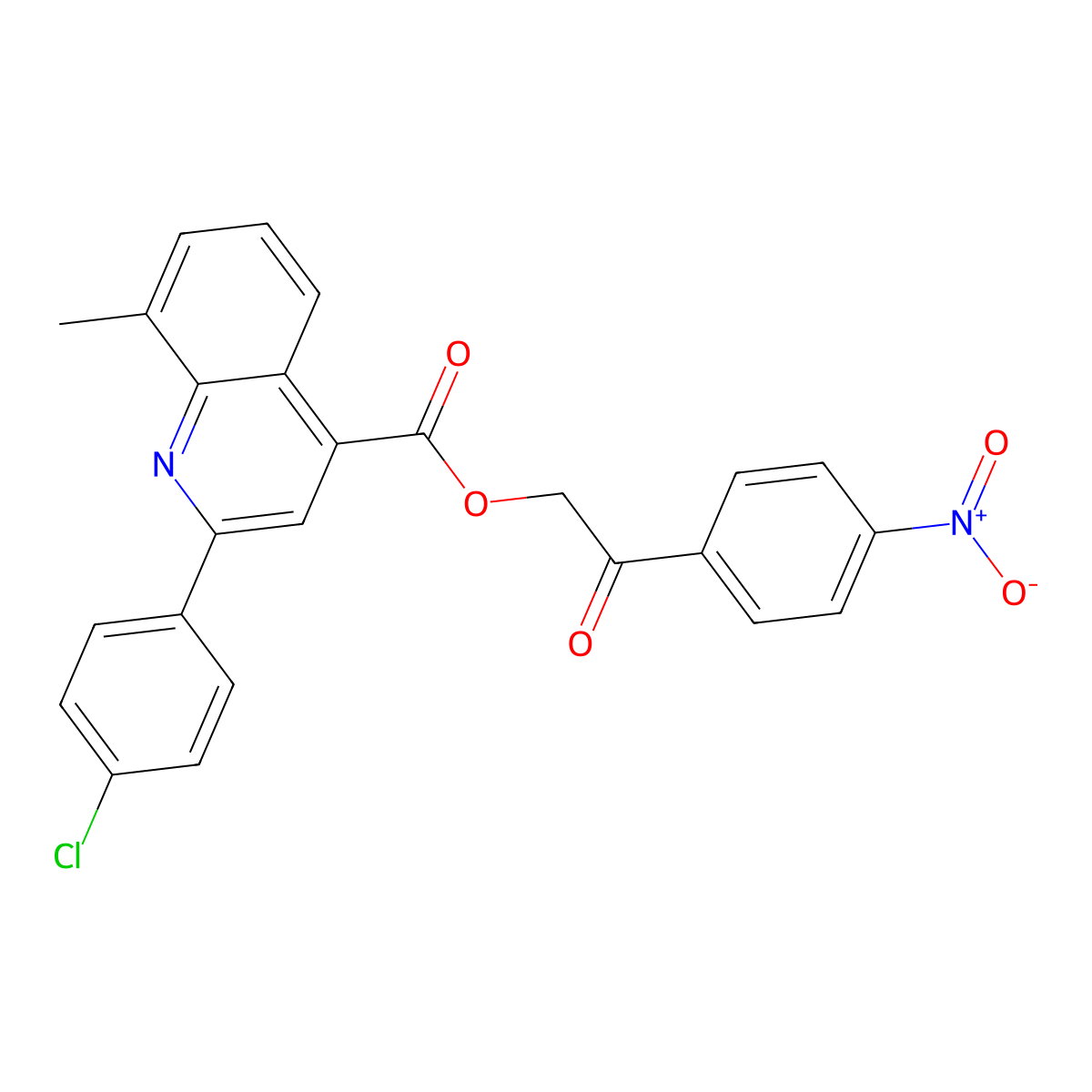 2-(4-Nitrophenyl)-2-oxoethyl 2-(4-chlorophenyl)-8-methylquinoline-4-carboxylate molecular structure, CAS 354769-19-0