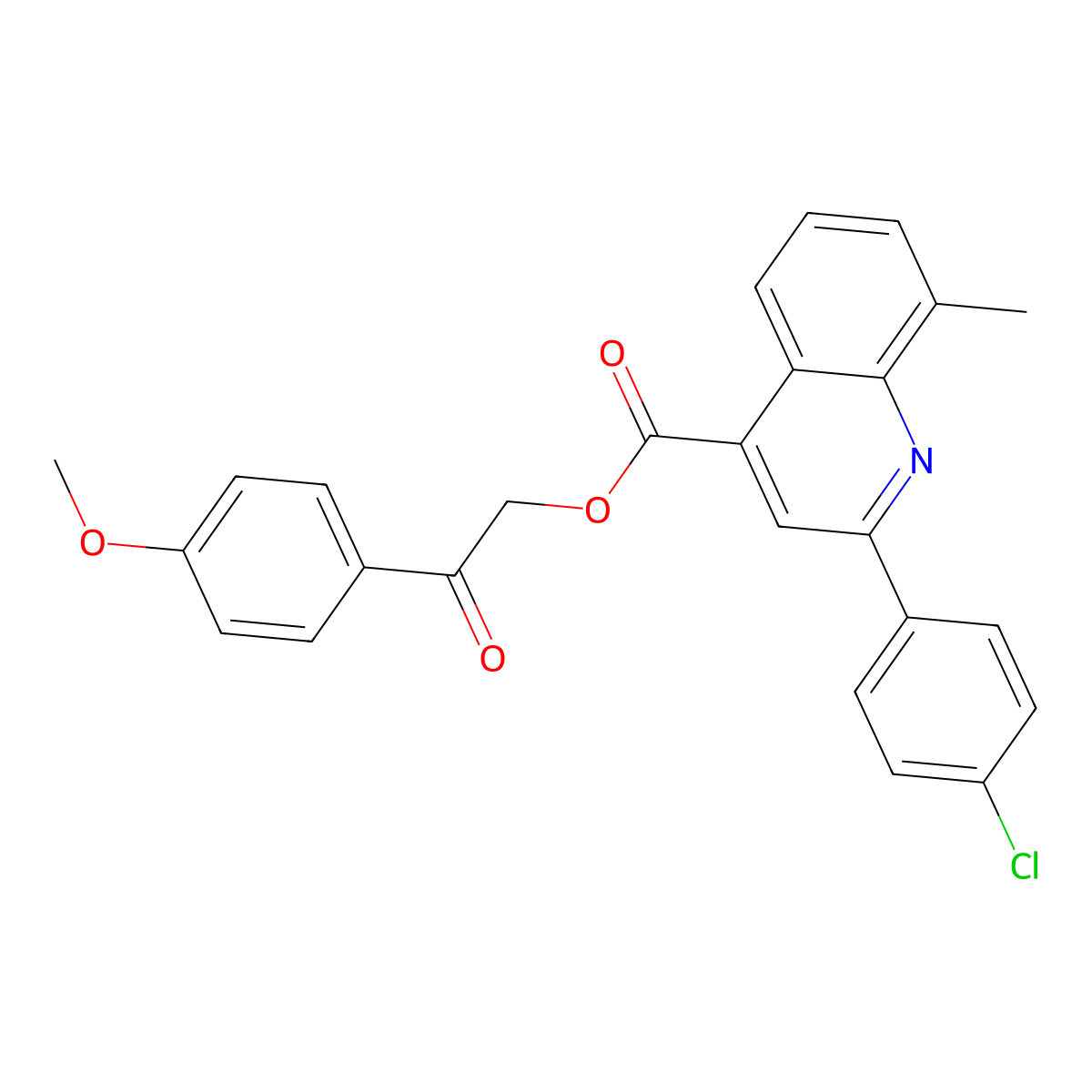 2-(4-Methoxyphenyl)-2-oxoethyl 2-(4-chlorophenyl)-8-methyl-4-quinolinecarboxylate molecular structure, CAS 354769-21-4