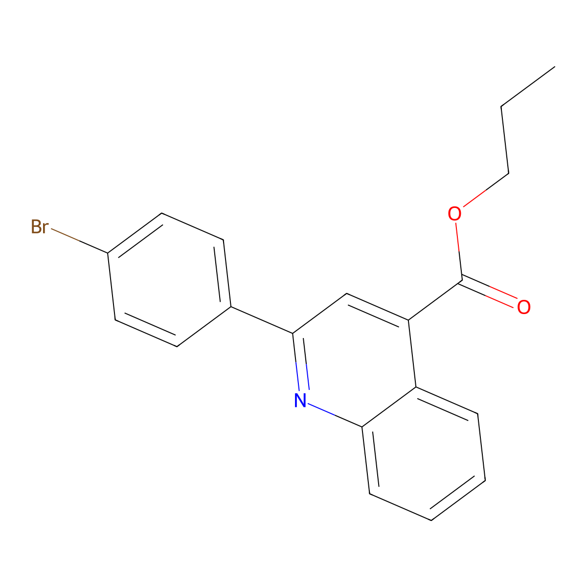 Propyl 2-(4-bromophenyl)quinoline-4-carboxylate molecular structure, CAS 354769-22-5