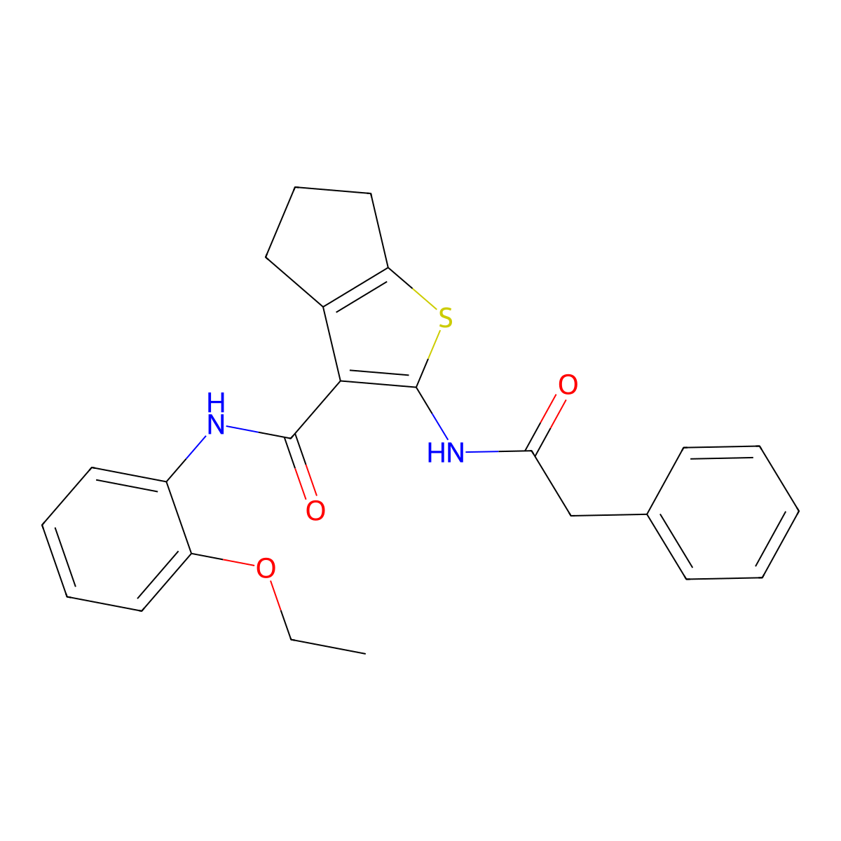 N-(2-ethoxyphenyl)-2-[(2-phenylacetyl)amino]-5,6-dihydro-4H-cyclopenta[b]thiophene-3-carboxamide molecular structure, CAS 354770-78-8
